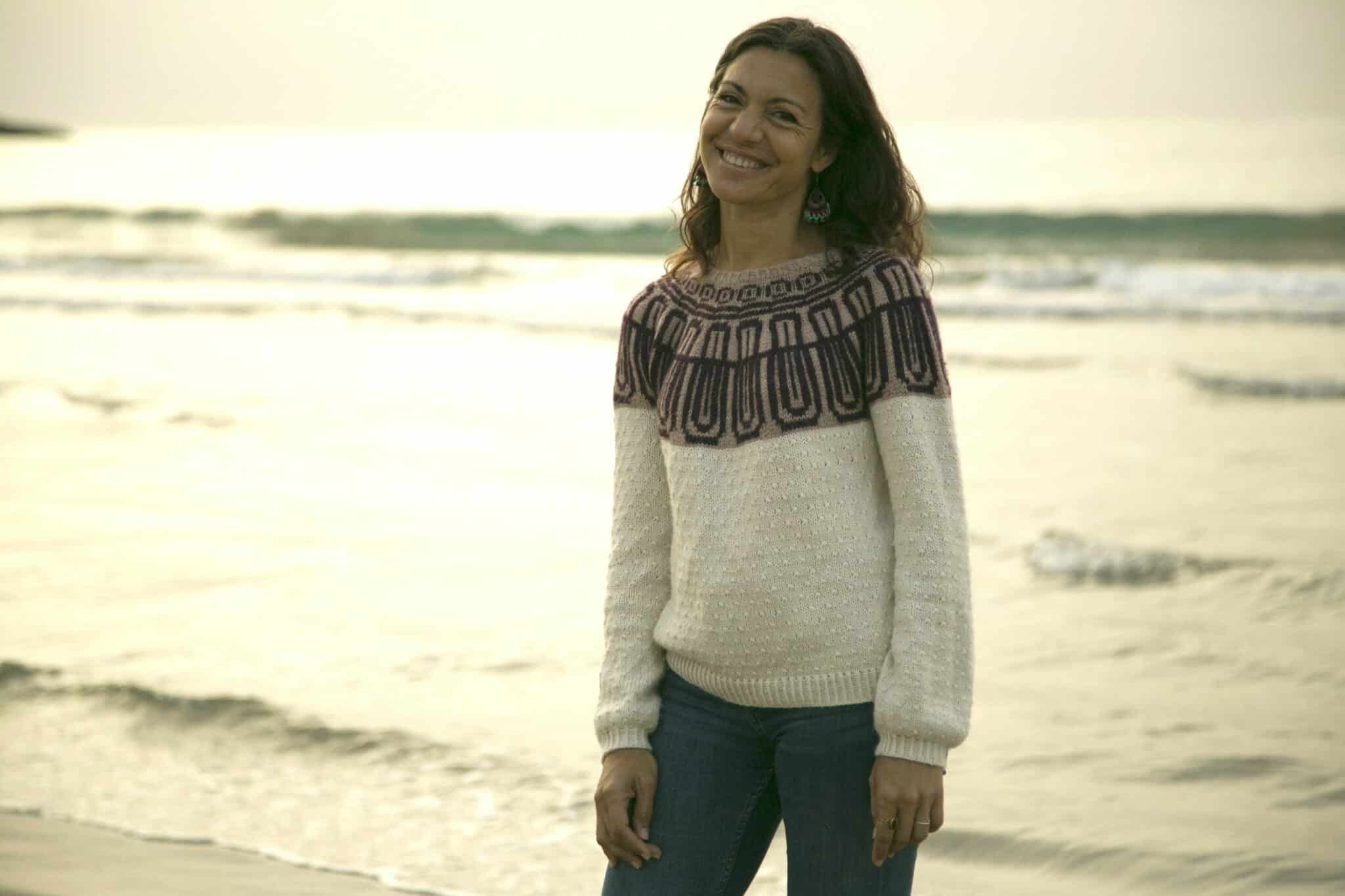 Patr N Tricot Chinampa Sweater Con Colorwork Y Canes Circular