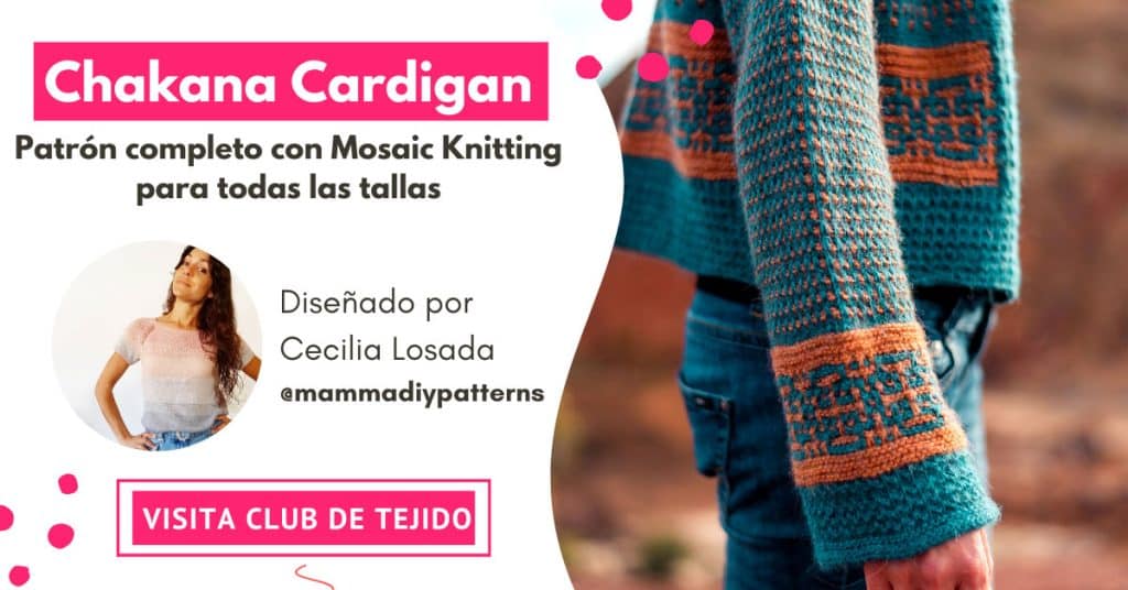 cardigan dos agujas mosaic knitting