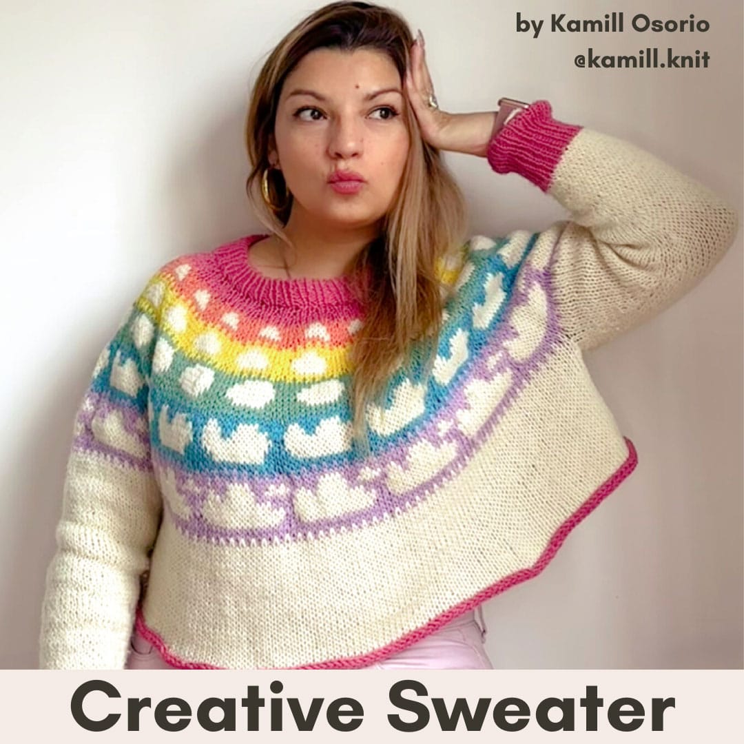 sweater creative con canesú circular colorwork