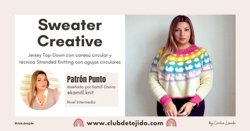sweater creative con canesú circular colorwork