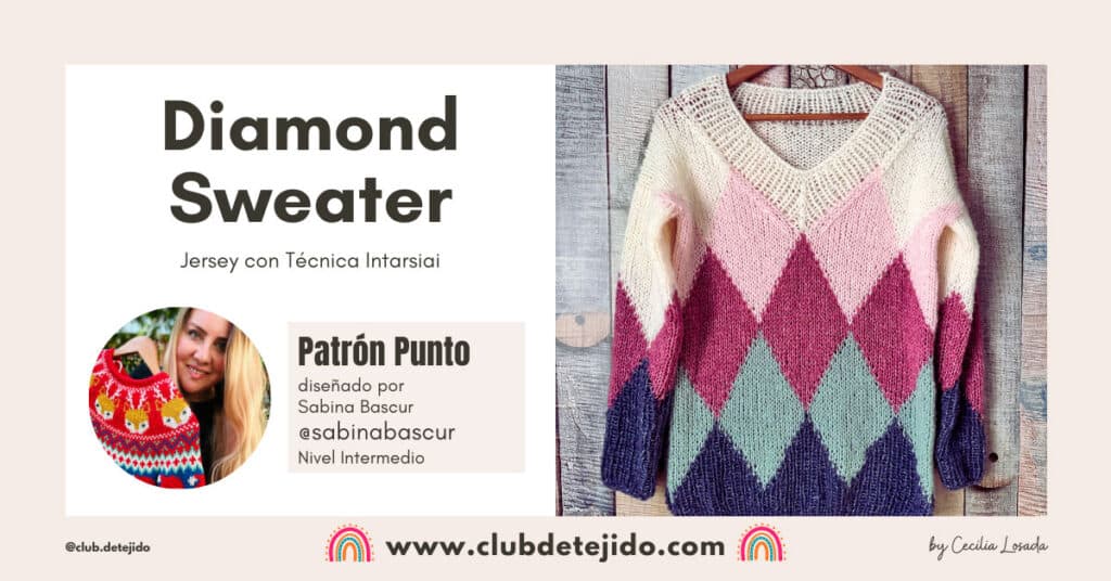 sweater intarsia dos agujas patron