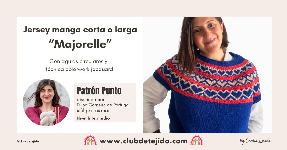 punto jacquard, jersey top-down, colorwork, patrón de jersey de lana, diseño de Filipa Carneiro