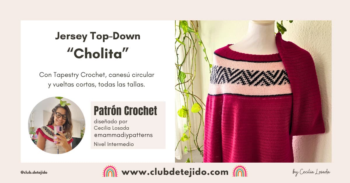 patron jersey cholita top down tapestry crochet