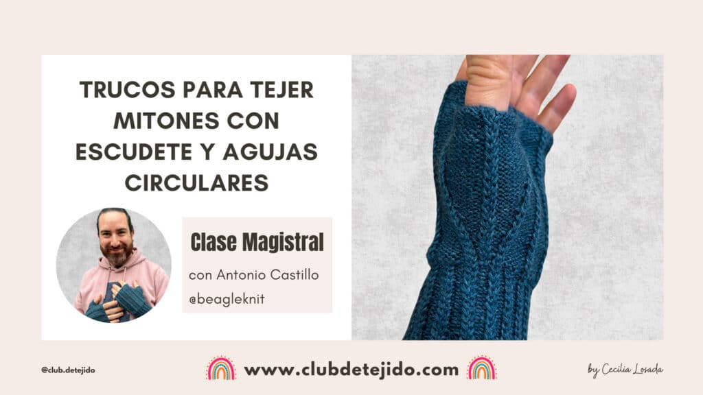 mitones agujas circulares escudete trenzas
