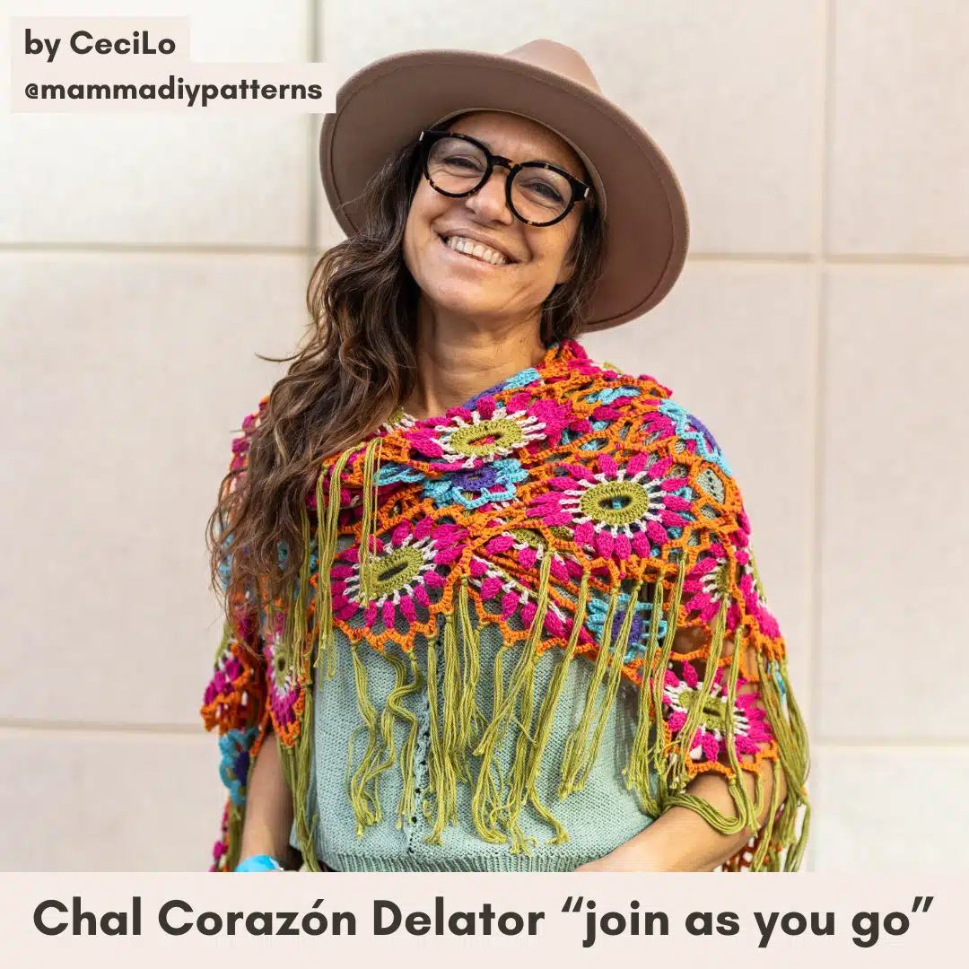 patrón chal crochet mandalas