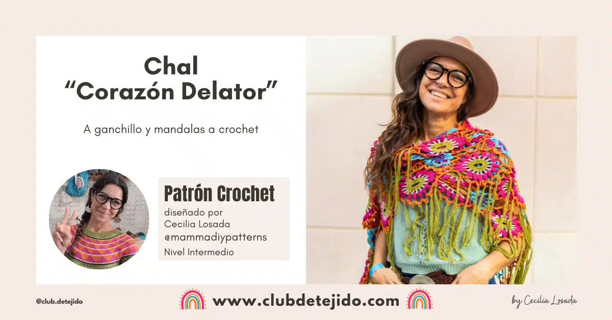 patrón chal crochet mandalas