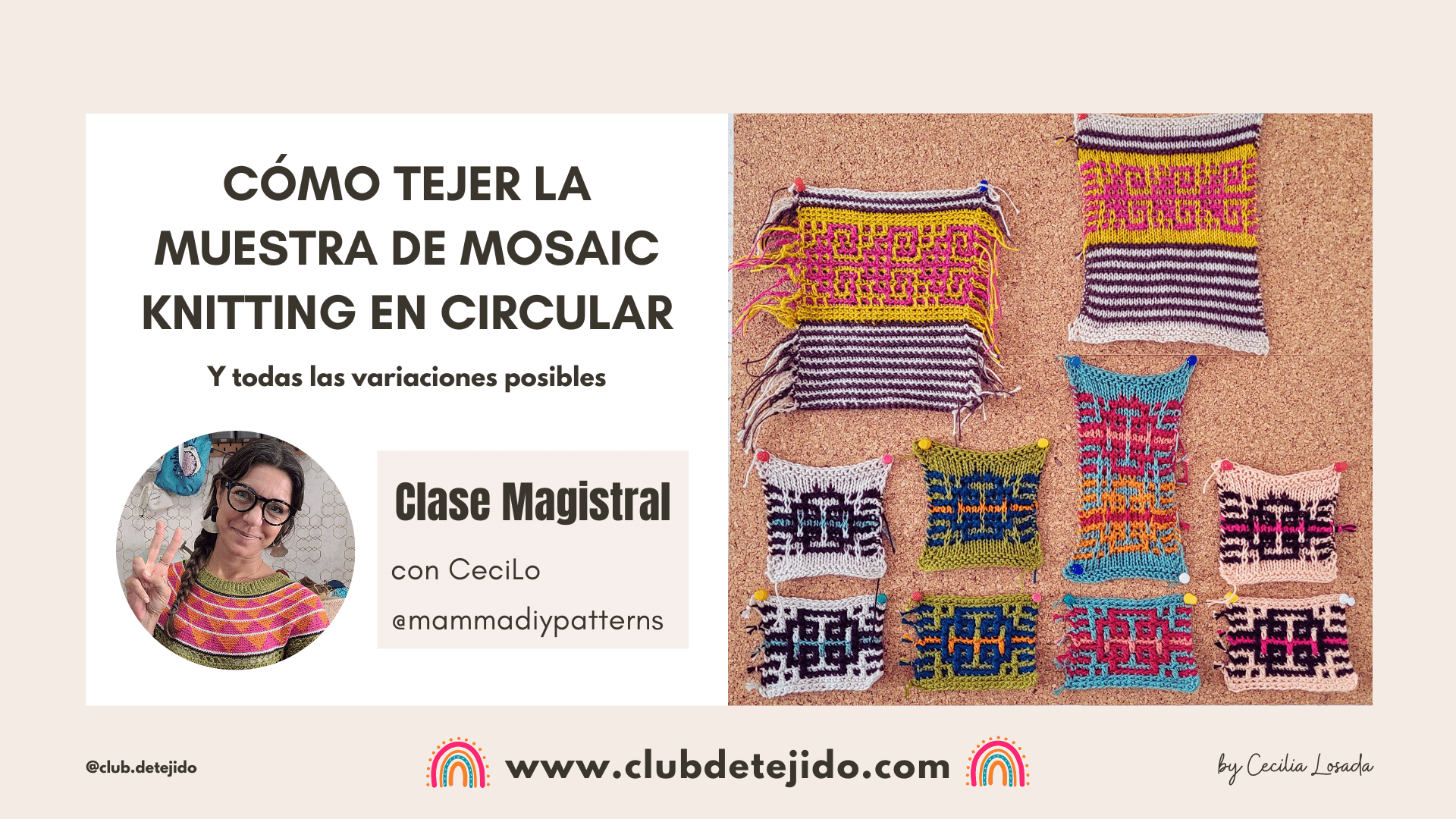 clase como tejer una muestra en circular de mosaic knitting por cecilia losada club de tejido mammadiypatterns