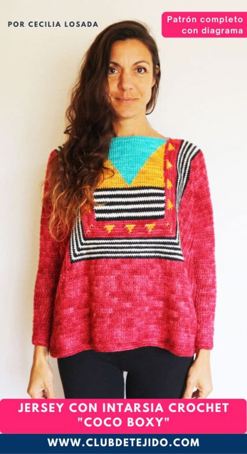 jersey para mujer intarsia crochet