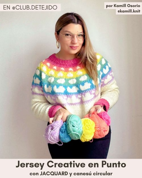 sweater creative canesú circular jacquard