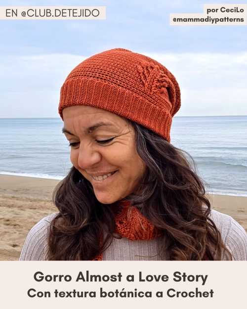 gorro crochet ganchillo relieve botanico