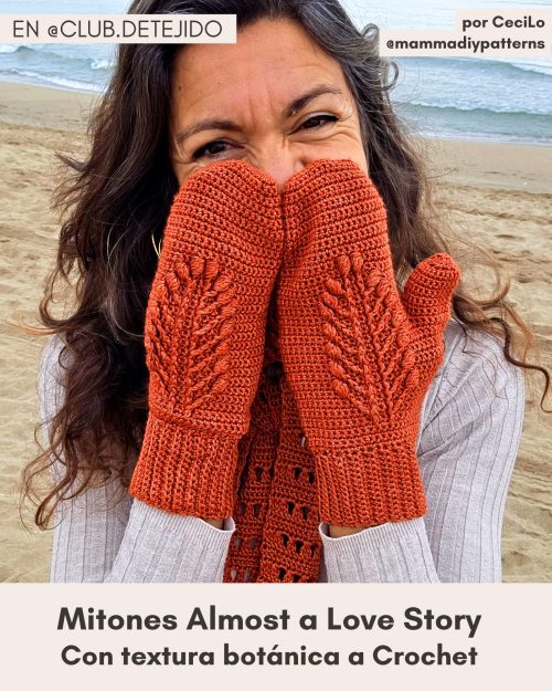 mitones crochet textura construcción