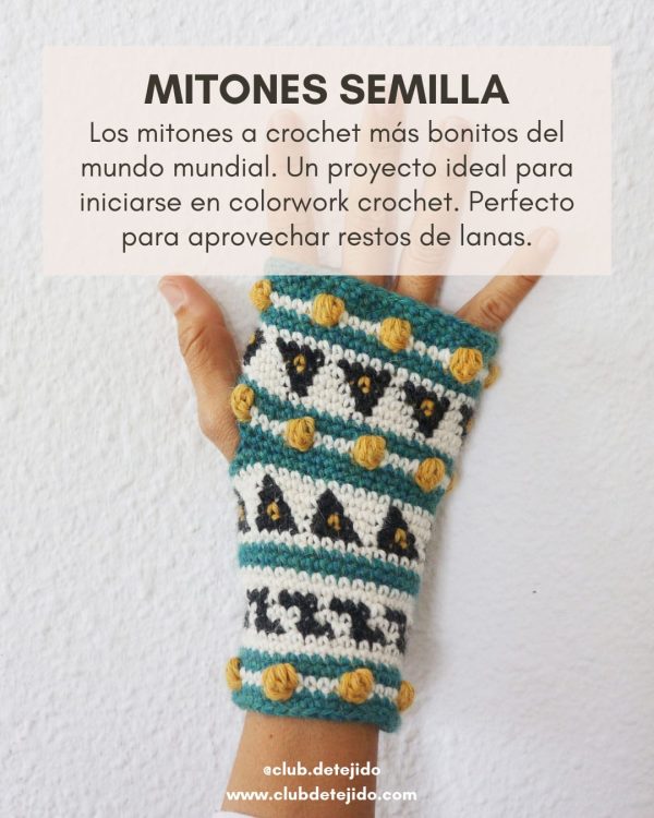 mitones sin dedos con tapestry crochet